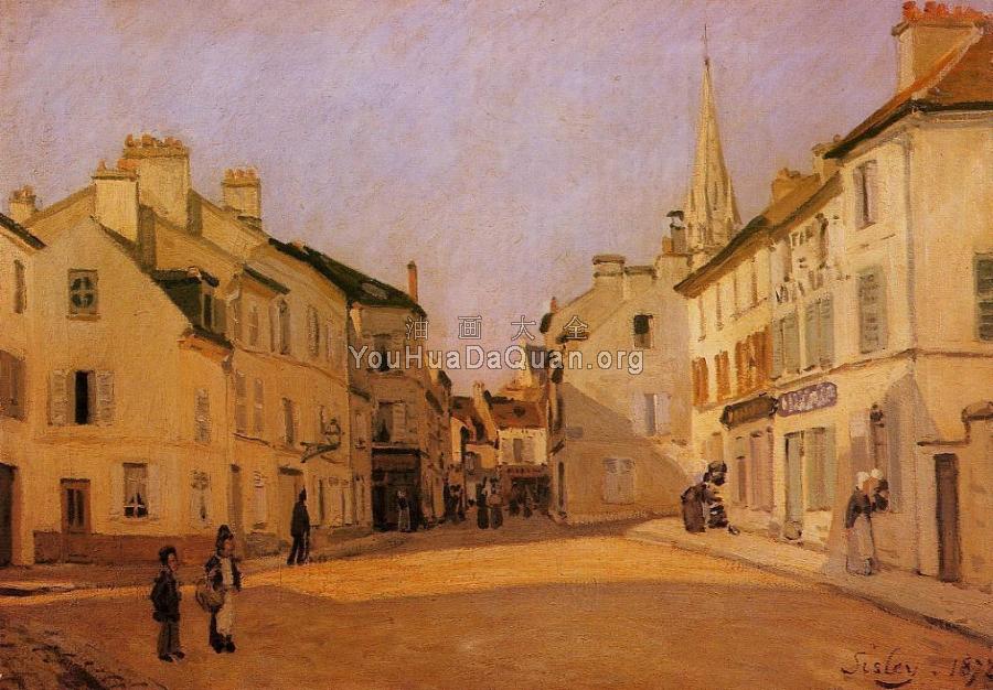 Square in Argenteuil, Rue de la Chaussee - 阿尔弗莱德·西斯莱